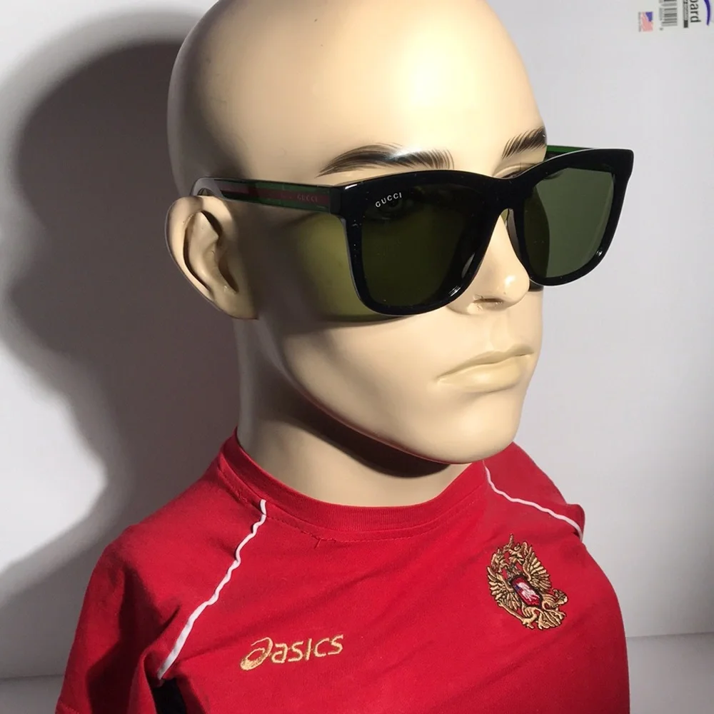 New Authentic GUCCI GG0057SKN 56MM Sunglasses – Black/Green